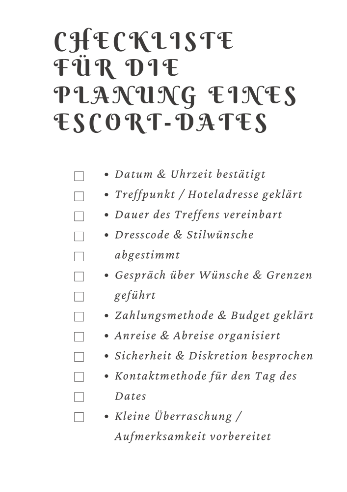 Checklist for planning an escort date in Germany