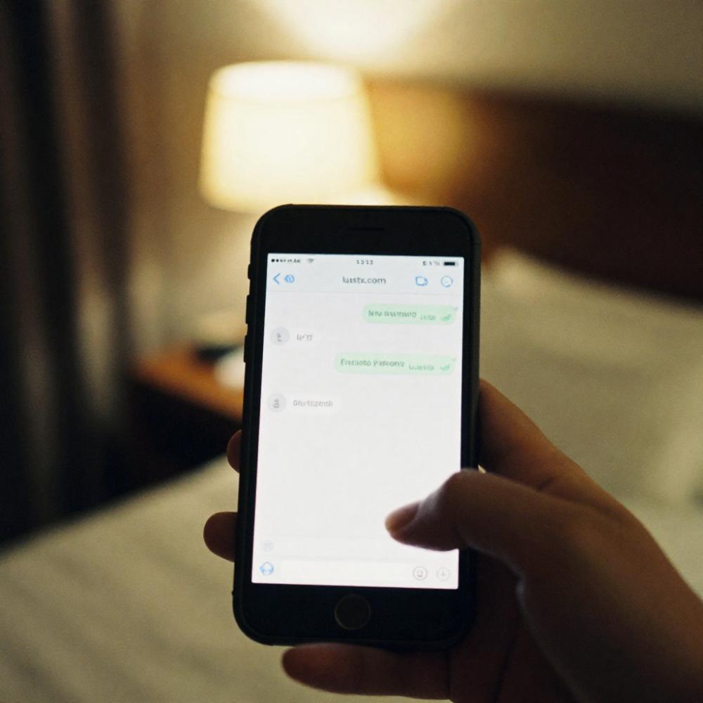 Discreet chat messages between escort and client on a smartphone